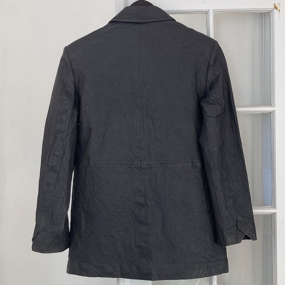 Zadig & Voltaire Lamb Leather Venturi Cuir Froisse Crinkle Effect Blazer - Picture 9 of 14